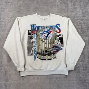 Toronto Blue Jays Sweatshirt Mens Large White 1992 World Series MLB Baseball